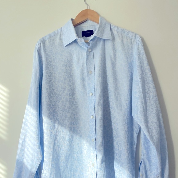 Duchamp Slim-fit Blue Floral Dress Shirt 44/17.5 - Picture 1 of 5